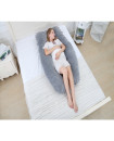 Full Body Pregnancy Pillow Velvet Cover Grey U Shape Maternity Support for Back Hips Legs Belly for Pregnant Women